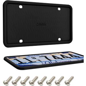 ZAKRA License Plate Frames,2 Pack Silicone License Plate Frames,Premium Silicone Material, Rust-Proof,Rattle-Proof,Weather-Proof (Black) ZAKRA License Plate Frames,2 Pack Silicone License Plate Frames,Premium Silicone Material, Rust-Proof,Rattle-Proof,Weather-Proof (Black)