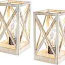 WINGBO 2 Pack Retro Battery Powered Table Lamps, Battery Operated Cordless Lamp Set, Portable Nightlight Decorative Light for Living Room Dining Room Bedroom Entryway Patio Backyard, White Finish