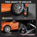 Tire Inflator Portable Air Compressor - 4X Faster Inflation, 150PSI Air Pump for Car Tires with Digital Pressure Gauge/LED Light, Portable Tire Inflator for Car, Moto, Bike, Ball, etc (Black & Orange)