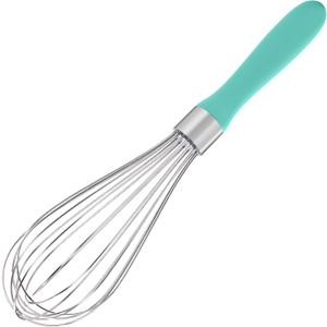 U-Taste Balloon Whisk for Cooking: 18/10 Stainless Steel Kitchen Wire Whisk, Medium Heavy Duty Egg Beater, Manual Baking Mixing Tool with 8 High Flex Wires for Stirring, Blending Sauce (Aqua Sky)