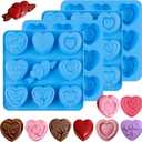 Sidosir 4Pcs Small Heart Truffles Chocolate Molds, Valentine's Day Truffles Chocolate Silicone Non-Stick Molds for Crafting Cakes, Mini 9-Design Love Rose Heart Resin Soap Mold for Home Bakers