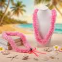 Suncalla 2 Pcs 2026 Graduation Leis Class of 2026 Graduation Ribbon Lei Handmade Eyelash Yarn Hawaiian Garland with Kukui Nuts for Men Women High School College Grad Party Gifts Supplies(Pink)
