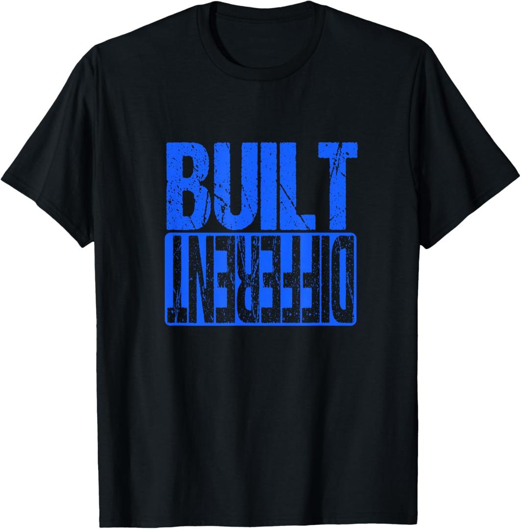 Blue Built Different Blue Color Graphic Blue T-Shirt, S