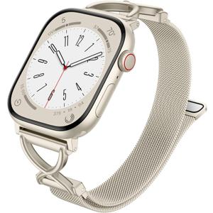 Slim Band Compatible with Apple Watch Bands for Women 41mm 40mm 42mm 38mm,Stainless Steel Magnetic Clasp Strap Wristband for iWatch Series 11 10,Starlight