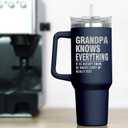 Christmas Grandpa Gifts from Grandkids - Stainless Steel Insulated Coffee Tumbler with Lid 40 oz - Grandpa Birthday Gifts from Grandkids, Christmas Birthday Gift for Men, Funny Tumbler for Men (Navy - Grandpa Quote)