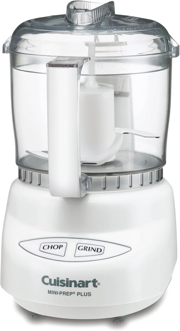 Cuisinart Mini-Prep Plus Food Processor, 24-Ounce Mini Food Processor to Chop Herbs, Vegetables, and Hard Cheese, 24-Ounce Work Bowl, Reversible Stainless Steel Blade, DLC-2A, White (3 Cup)