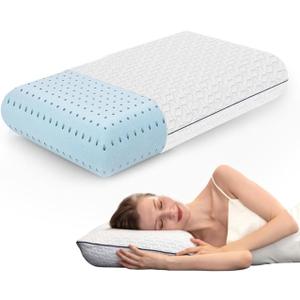 Vaverto Queen Memory Foam Pillow  Cooling Gel-Infused Firm Support for Neck and Shoulder Pain Relief, Orthopedic Design with Removable Viscose Made from Bamboo Cover  Premium Queen Size Bed Pillow (Queen (Pack of 1), Original White)