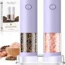 Salt and Pepper Grinder Set Gifts for Women Automatic Battery Pepper Mill Shakers Kitchen Accessories Cooking for Mom, Adjustable Coarseness Salt Pepper Shakers Family Gifts Ideas (Purple)