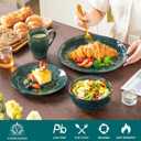 vancasso Ceramic Dinnerware Sets for 4, 16 Pieces Handmade Reactive Glaze Dishes Set, Elegant Stoneware Plates and Bowls Sets with Mugs, Dishwasher and Microwave Safe, Starry Green