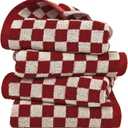 Jacquotha Red Hand Towels for Bathroom Set of 4 - Cute Checkered Hand Towel for Farmhouse Retro Guest Room & Kitchen Decor, Lightweight Cotton, 29 x 13