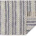 DII Textured Woven Rug Collection Hand-Loomed Shag Printed, 2x3 Ft, Chenille Stripe French Blue
