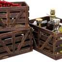 LYDWOO8D Nested Wooden Storage Crates Set of 3 (L,M,S),Farmhouse Decorative Boxes with Handles for Home Organization & Display