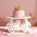 Lallisa 12" Princess Cake Stand White 3D PVC Cake Decorations with Prince and Princess Themed Holder Dessert Stand Centerpieces for Wedding Winter Birthday Party Supplies