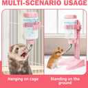 VANNON Pet Standing Water Dispenser Top Fill Dog Water Bottle Dispenser with Stand Leakproof Pet Slow Water Bottle for Small Animals, 13oz, BPA Free, Adjustable Height, Pink