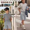 YooAurvox Boys Athletic Drawstring Shorts, Light Gray, 9-10 Years