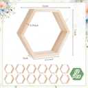 Barydat 12pcs 8inch Hexagon Shelves Wedding Table Decor, Wood Color, Medium