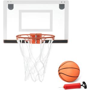  Mini Indoor Basketball Hoop, Over The Door Backboard and Rim, 18" x 12"
