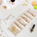 3 x 6 Pcs Travel Jewelry Bags for Women Girl, Velvet Jewelry Pouch, Small Clear Jewelry Bag, Zippered Jewelry Organizer, Luxury Jewelry Gift Bags (Beige)