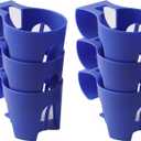 TonGass (6-Pack, Blue) Poolside Cup Holders Compatible with Above Ground Pools with 2 Inches or Thinner Round Top Bars - Strong and Durable Easy to Use Clip-On No-Spill Cup Holders