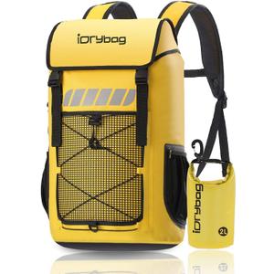 IDRYBAG Waterproof Backpack for Men 25L/45L, Dry Bags Kayak, Dry Backpack Camping Hiking (Yellow)