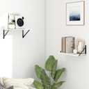 Fun Memories Deep Floating Shelves for Wall, 16W x 8D Wall Mounted Shelves Set of 2, Wide Display Ledge Shelf with Sturdy Metal Brackets for Living Room, Bathroom, Bedroom and Kitchen, White