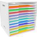 Timisea12 Tier Scrapbook Paper Organizer,White Cardstock A4 Paper Sorter Storage Rack,Scrapbook Organizer for Sizes 13" X 13" X 12.2" for Home Office & Classrooms,White Organizer Storage