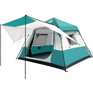 Hewolf Instant Tent for 6 Person Camping, Waterproof Easy Pop Up Tent Sets Up in 60 Seconds for Family Outdoor Hiking & Backpacking with Carry Bag