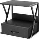 aboxoo Printer Stand for Desk with Storage Drawer, 2 Tier Desktop Or Under Desk Shelf, Multi-Purpose Desk Organizer for Home Office, fit Fax Machine/3D Printer/Scanner, Black