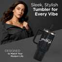 40 Oz Bling Rhinestone Gratitude Tumbler with Straw and Handle  Leak-Proof Double Wall Stainless Steel Cup  Vacuum Insulated, Reusable for Hot & Cold Drinks, Stylish Gift For Women Or Back-To-School