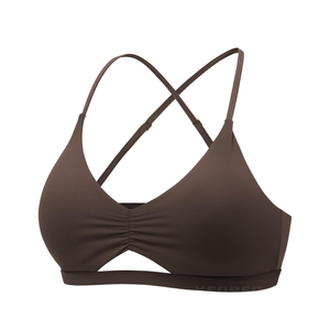 YEOREO Women's Sports Bras Chilene Strappy Criss Cross Open Back Low Impact Removable Cups Gym Yoga Workout Bra M