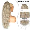 26 inch Drawstring Ponytail Extension for Women, Long Wavy Pony Tails Hair Extensions, Synthetic Hair Extensions Ponytail for Daily Use (Ash Blonde with White Highlights)