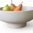 OAKOA Concrete Fruit Bowl for Kitchen Counter - Large Decorative Bowls for Home Decor - Modern Key Bowl for Entryway Table - Pedestal Bowl for Keys