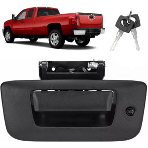 Tailgate Handle, Rear Locking Tailgate Latch Handle Compatible with GMC Chevy Vehicle Silverado Sierra 1500 2007-2013, Sierra Silverado 2500 HD 3500 HD 2007-2014 Replace# 22755305, 17802393 (Black)