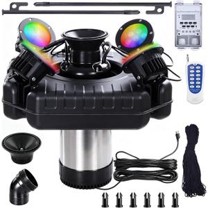 Pond Fountain Aerator with Lights,Pond Fountain with 4 RGB Lights,1HP 750W 110V Floating Pond Fountain with 100FT Power Cord& Timer,Pond Fountains for Large Ponds,Lakes
