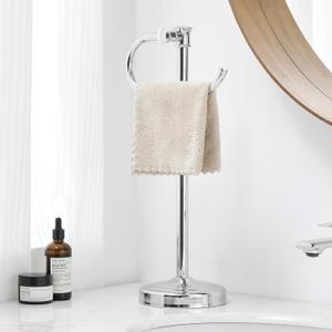 BESy 17 Inch Polished Chrome Stand Towel Bar Hanger Hand Towel Bar Bathroom Vanity Countertop Towel Holder Free Standing Stainless Steel Towel Ring Hardware Accessories Towel Rack