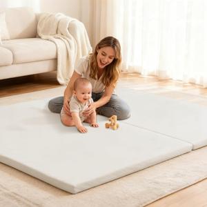 Ultra Soft Baby Play Mat for Floor 1.4" Thick Memory Foam 79x79 Playpen Mat for Toddlers Infant Kids with Non-Slip Backing Safe for Crawling, Water-Repellent Leather for Tummy Time, Tatami Style(Grey)