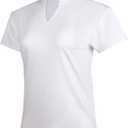 Aeklowu Women Golf Tennis Shirts,Athletic Women T-Shirts V-Neck Tops Short Sleeve Collarless Shirts Size XL