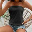 ZAFUL Women Satin Strapless Tube Tops Side Split Sleeveless Backless Bandeau Top Going Out Bustier Tops Silk Tank Top, XL (Black)