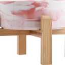 Elevated/Raised Dog Bowl Ceramic with Wood Stand for Medium Large Breed,Dog Food Water Dish Heavy Weighted, 8 in Non Slip Porcelain Pet Bowl Extra Big Marble Pink