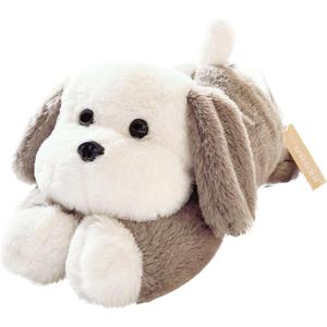 uoozii 16" | 3 Pounds Grey Dog Weighted Stuffed Animals with Unscented Microwavable Heating Pad, Cute Coolable Heatable Weighted Plush Warm Gift for Kids & Adults