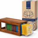 Acacia Wood and Acrylic Drawer Tea Bag Holder Durable & Elegant Tea Bag Storage Organizer for Kitchen Countertop, Space-Saving Tea Drawer Organizer
