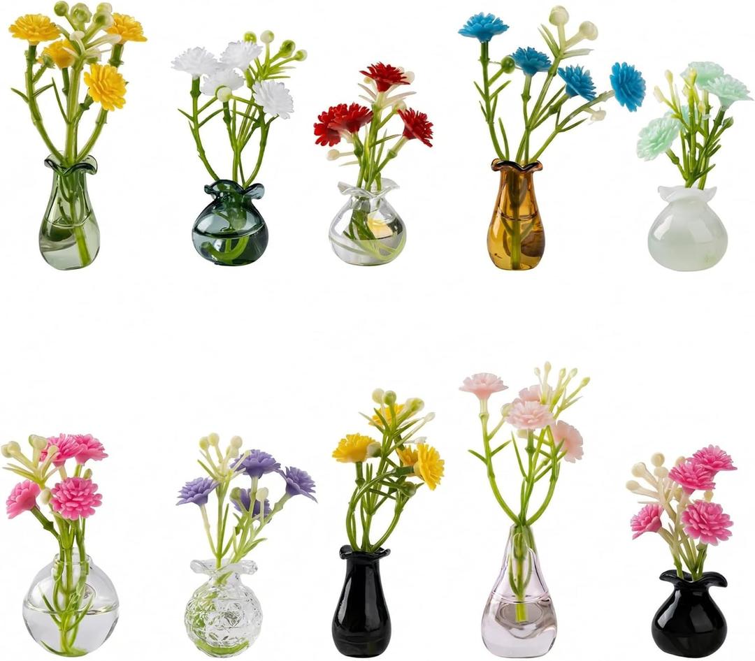 10-Pack Magnetic Mini Bud Vases Gift Set – Mixed Ceramic & Glass Holders for Fridge, Locker & Whiteboard – Upgraded Slam-Proof Magnets – Cute Bulk Gifts for Coworkers, Teachers & Office Decor (Glass)
