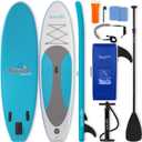 SereneLife Inflatable Stand Up Paddle Board - Wide Stable Design, Non-Slip Deck for Adults & Youth with Premium Paddle Board Accessories: Carry Bag, Dual Action Pump, Paddle, Ankle Leash