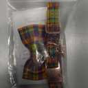 Halloween Dog Collar with Bow Tie, Halloween Bowtie Collar for Small Girl Boy Dog, Fall & Winter Dog Collar with Durable Metal Buckle, Cute Plaid Pet Collar, XS