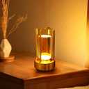 Crystal Lantern lamp with Touch Dimming, Rechargeable LED Table Lamp, 3-Color Adjustable Brightness,4200mAh Battery Powered Desk Light for Bedroom, Restaurant, Outdoor (1-Pack, Gold)