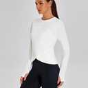 BMJL Womens Workout Tops White Long Sleeve Shirts Fall Yoga Hiking Tshirts Cute Crop Tops Gym Thumb Hole(M,White)