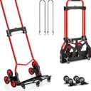 Stair Climbing Cart, 280 lbs Capacity Stair Climber Hand Truck and Dolly, Heavy-Duty Folding Stair Dolly with Stretchable Handle, 10 Wheels & 2 Elastic Ropes for Home Shopping Moving Warehouse