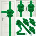 7 Pieces Christmas Cabinet Door Ribbon Bow Large Christmas Door Bow Christmas Cabinet Festive Ribbons Cabinet Bows Christmas Tree Bow Christmas Wreath Bow (Green)