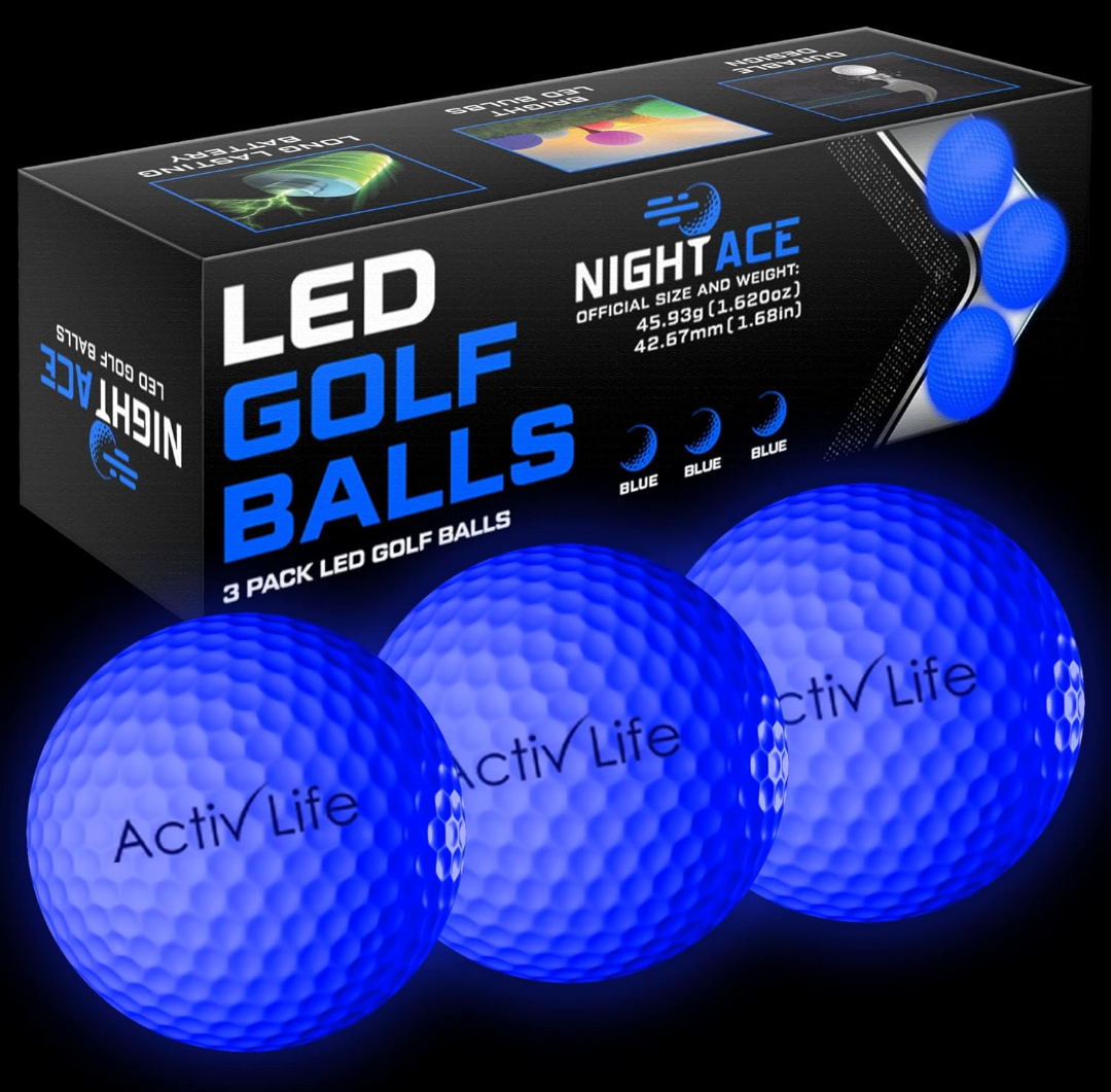 Activ Life Super Bright LED Golf Balls, 8 Minutes to Retrieve Ball & 40 Hours Battery Life, Golf Balls That Light Up at Night, Glow in The Dark, Ideal Gift for Men