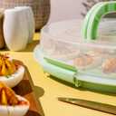 Deviled Egg Carrier with Lid & Handles, 22-Count Portable Tray, Dishwasher-Safe  Green